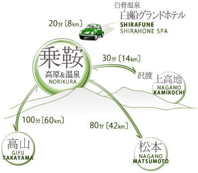 乗鞍高原への各種アクセスマップ